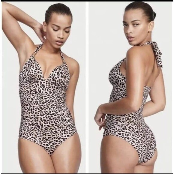 Victorias Secret swimsuit one piece leopard ruched S - Picture 1 of 8